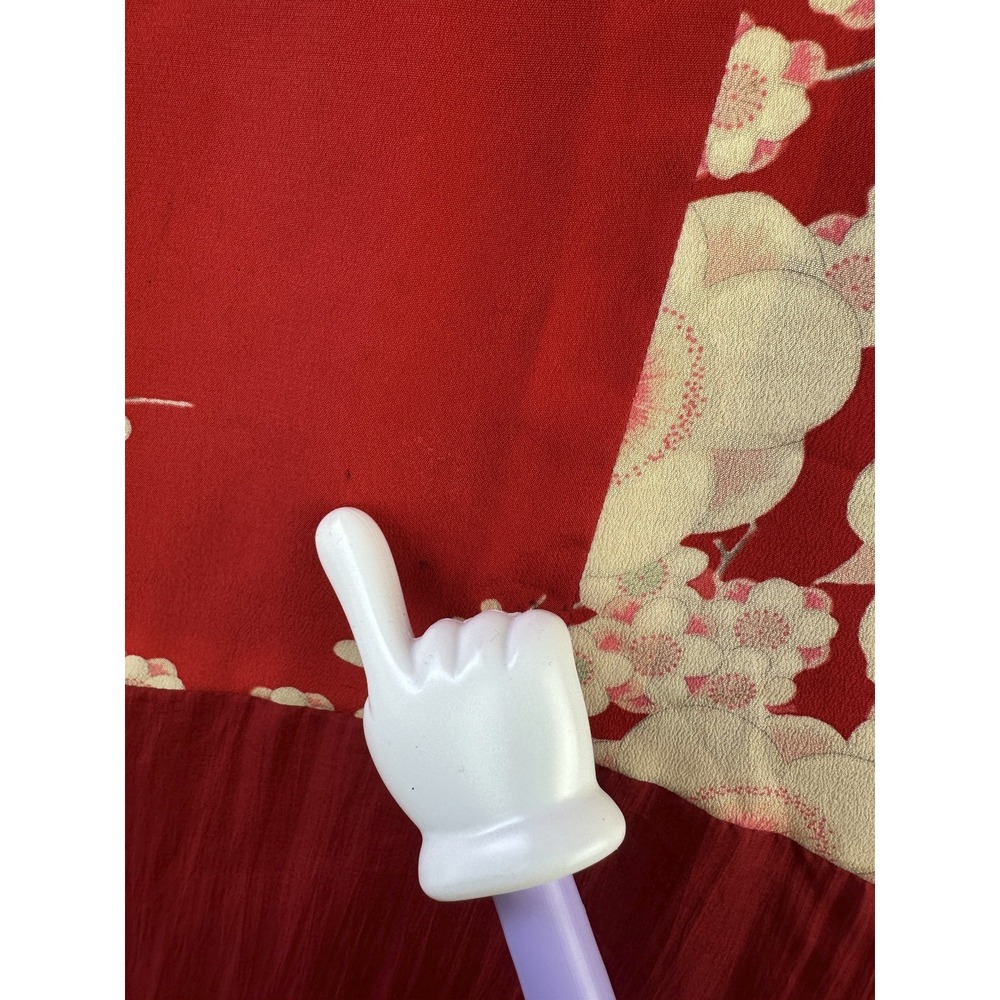 Vintage Itsuko Takeda 100% Silk Kimono Floral Tunic Blouse Red Women No Size - Picture 12 of 16
